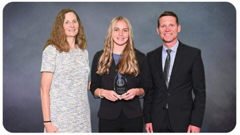 Marie Ward (Fairfield County ESC); Emma Morton (Award Winner) and David Larson, Miami County ESC Superintendent and President, OESCA Executive Committee. Emma Morton of Pickerington Central High School has been named as this year’s Franklin B. Walter Award winner for Fairfield County