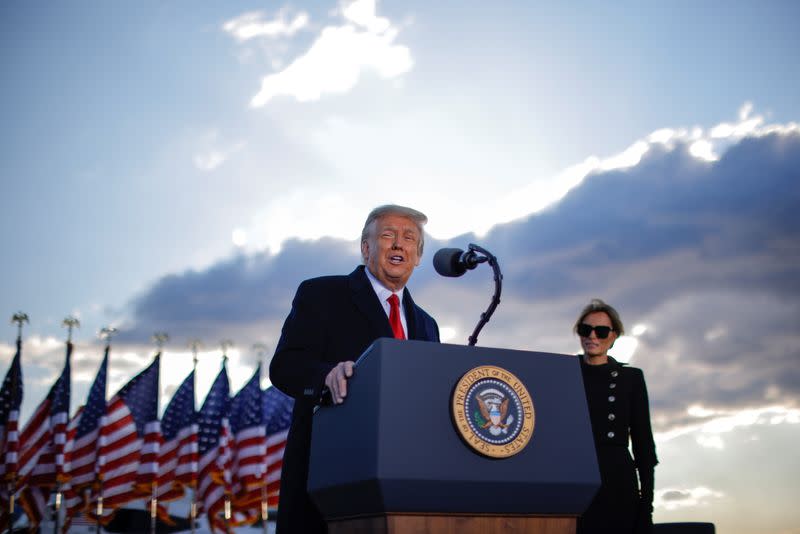 U.S. President Trump departs the White House