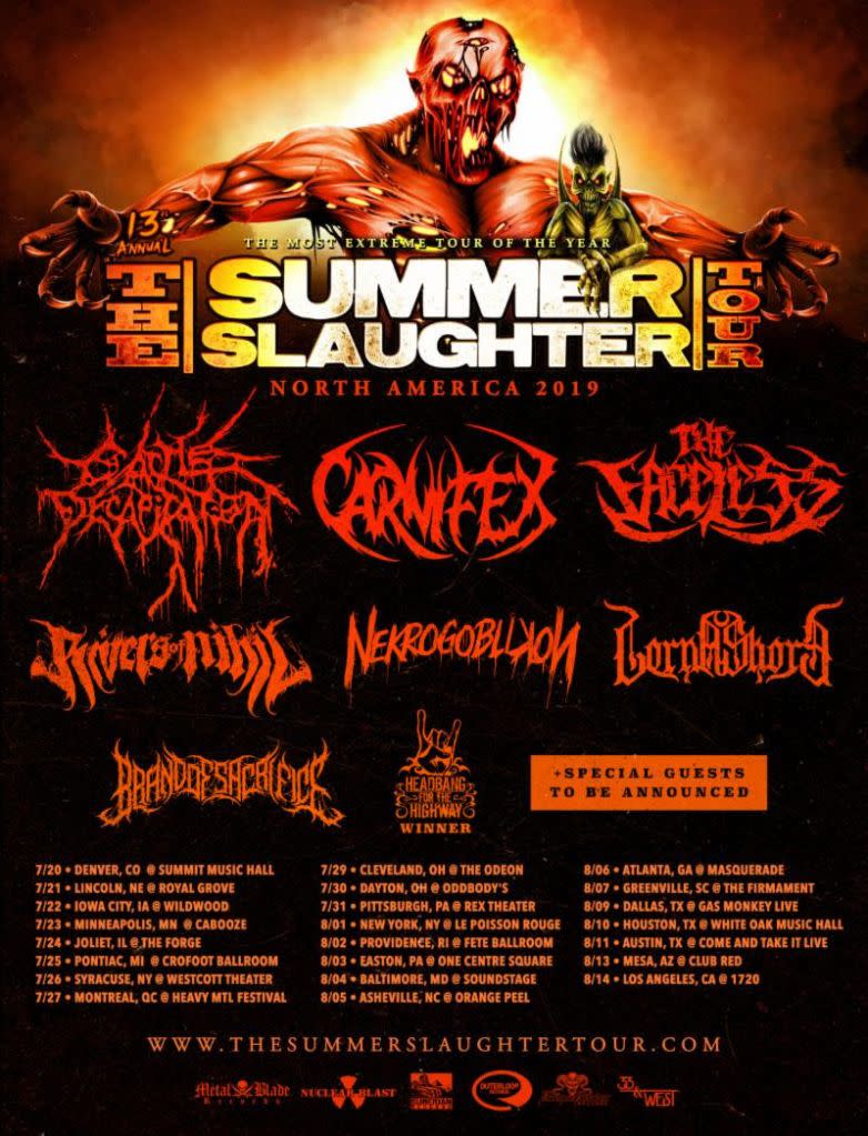 Rivers of Nihil, Nekrogoblikon, Lorna Shore, and Brand of Sacrifice are support for the tour.
