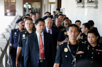 <p>Former Malaysian prime minister Najib Razak arriving at the Kuala Lumpur Courts Complex on Wednesday (4 July) morning. (PHOTO: Reuters) </p>