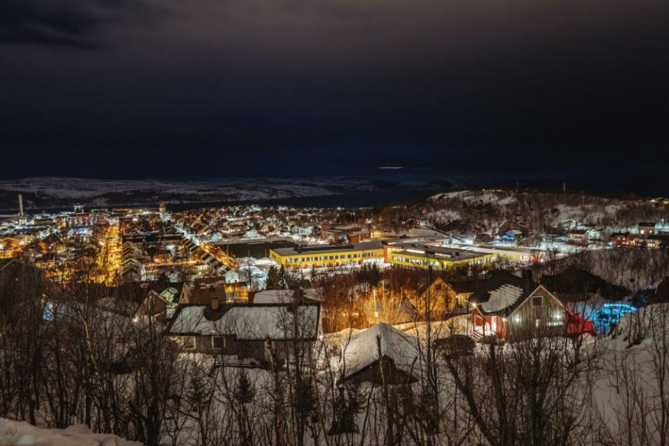 Kirkenes as seen from a hill near Fjellveien street.