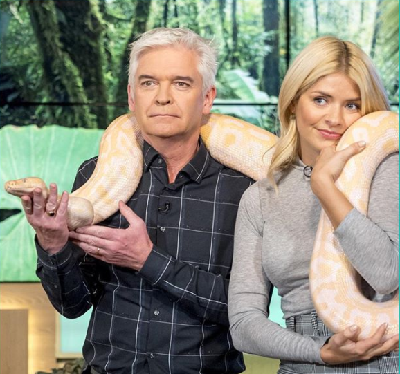 She joked about being nervous just moments before the snake took hold of her leg. Photo: This Morning