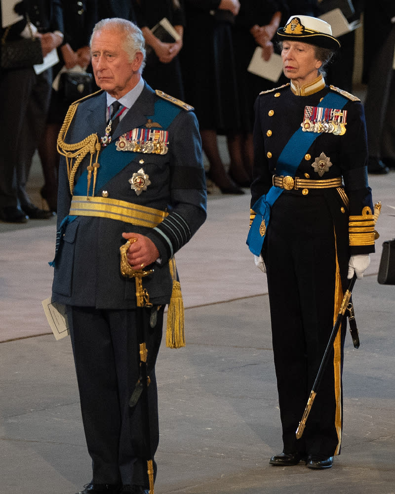 King Charles and Princess Anne pay their respects to their mother