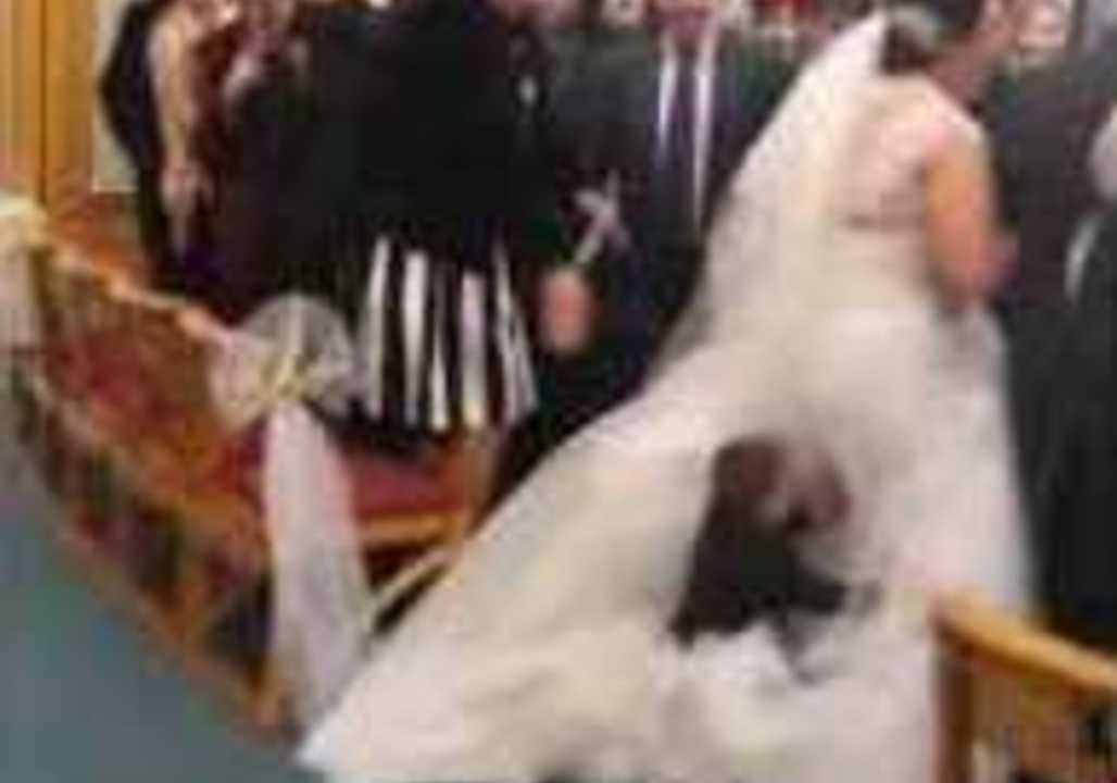 Little Boy Dives Into Bride as She Walks Down the Aisle