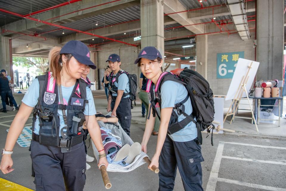 壯闊台灣聯盟今演練了事故現場與安全維護、輕型搜救與脫困、創傷處置、骨折固定與急造搬運等項目。壯闊台灣聯盟提供