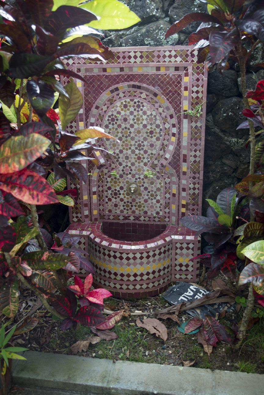 A Moroccan-style water fountain is seen at the Muslim Association of Hawaii building Manoa Valley, Thursday, March 9, 2107, in Honolulu. The mosque has been serving Hawaii for nearly 50 years, according to the group. (AP Photo/Marco Garcia)