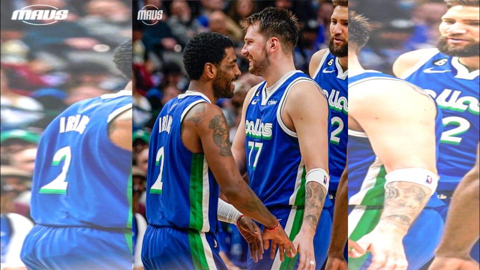 獨行俠雙星東契奇（Luka Doncic）（右）、厄文（Kyrie Irving）（左）得分皆破40大關。（圖／翻攝自行俠推特）