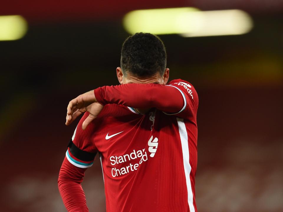 <p>Firmino reacts to Liverpool’s defeat</p> (Liverpool FC via Getty Images)