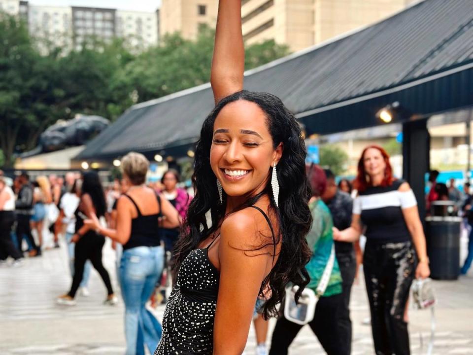 Chyna Blackmon pictured outside of Bank of America Stadium before Beyoncé concert in Charlotte, NC, Aug. 9, 2023. Chyna Blackmon