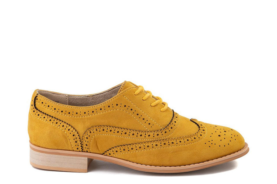 1920s fashion trends, Womens Wanted Babe Oxford Casual Shoe - Mustard, 1920s shoes, oxfords