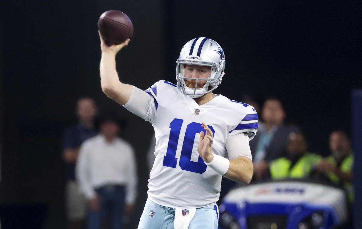 Cowboys backup quarterback Cooper Rush is expected to start in place of Dak Prescott for 6-8 weeks as Prescott rehabs his broken thumb. (Kevin Jairaj-USA TODAY Sports)