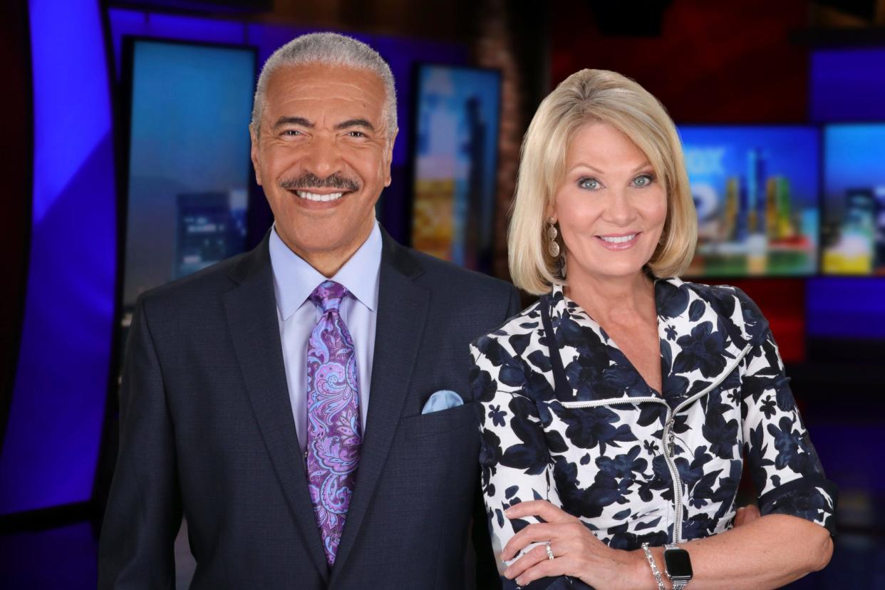 Huel Perkins and Monica Gayle, the longtime anchor team of Detroit's Fox 2 News.
