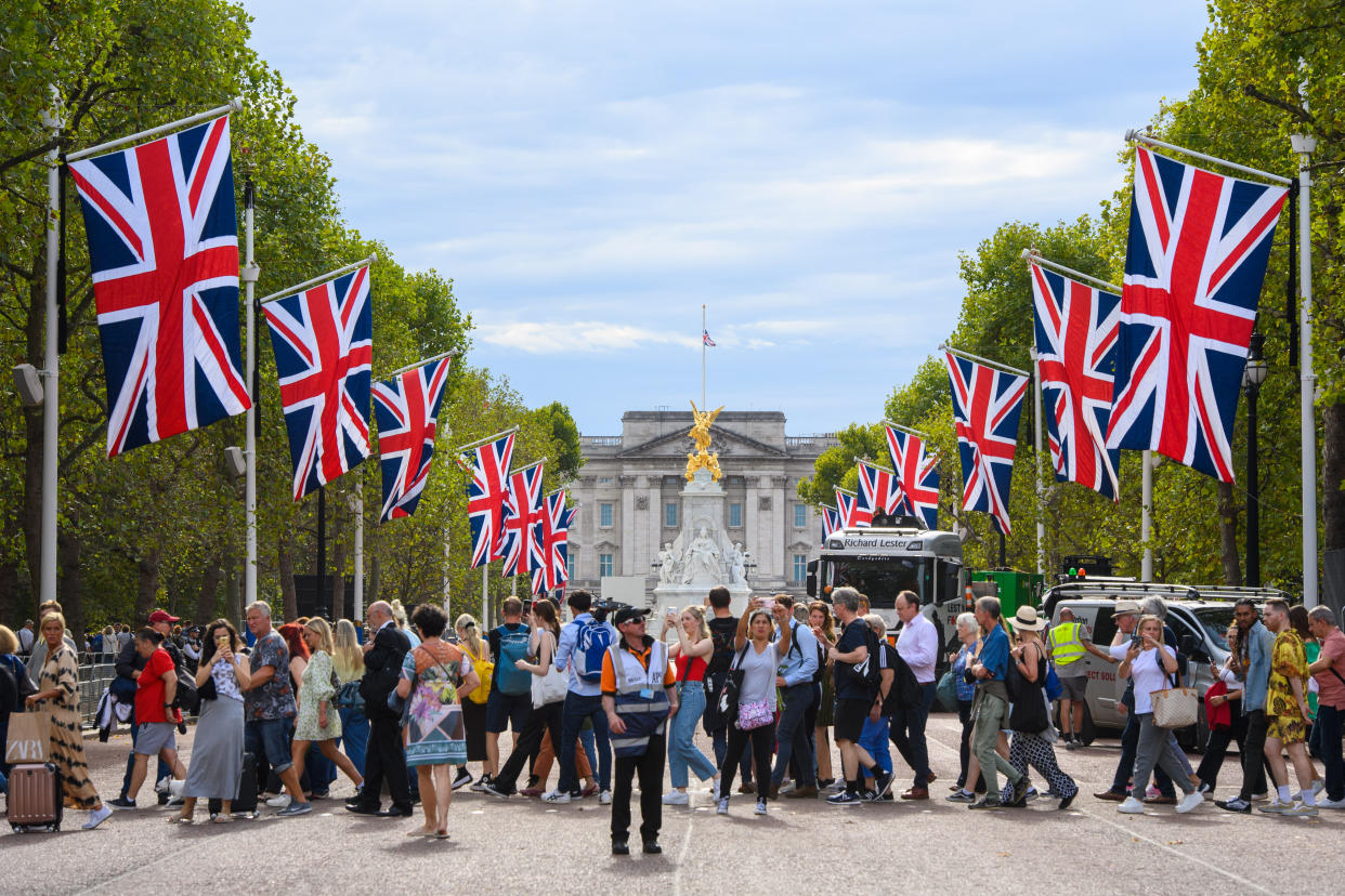 Visitors on The Mall, London, following the death of Queen Elizabeth II.