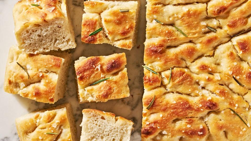 focaccia bread with flaky sea salt and rosemary