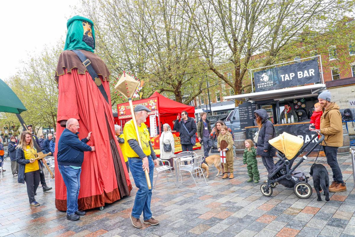 The Salisbury Giant during the 2024 St George's Day celebrations in Salisbury <i>(Image: Spencer Mulholland)</i>