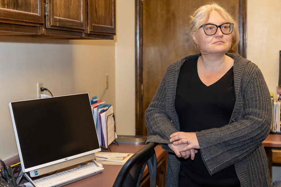 Robin Marty is the director of operations for West Alabama Women’s Center in Tuscaloosa, Alabama. She's seen here in her office on Feb. 10, 2023.