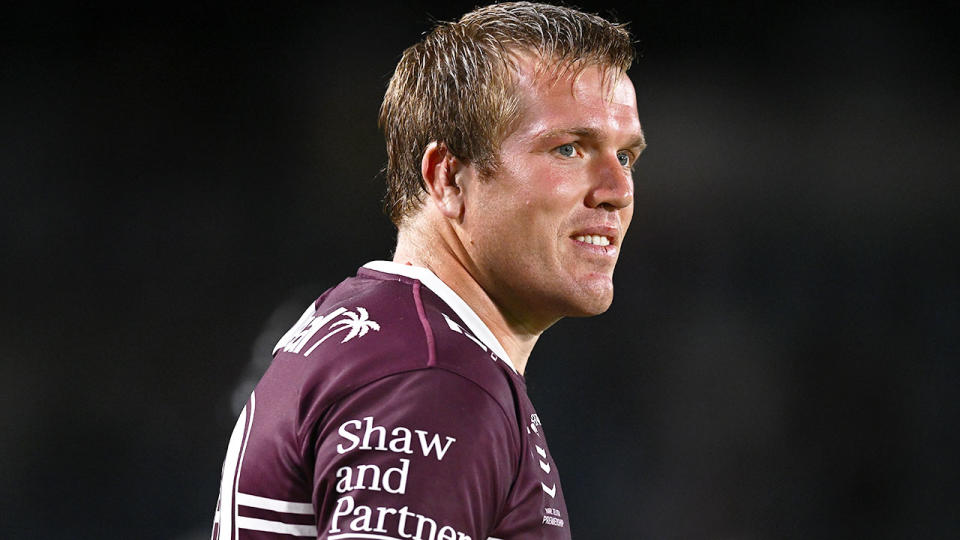 Manly NRL star Jake Trbojevic is set to miss the entire State of Origin series for NSW after a fresh calf injury. Pic: Getty