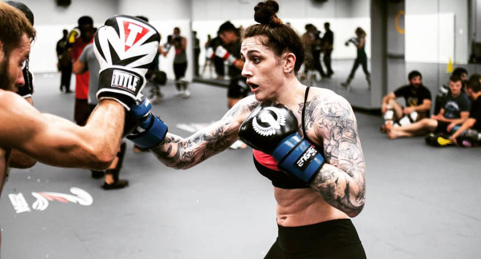 Megan Anderson (shown here training at Glory MMA & Fitness in Lee’s Summit, Missouri) is 8-2 in her professional career. (Instagram/megana_mma)