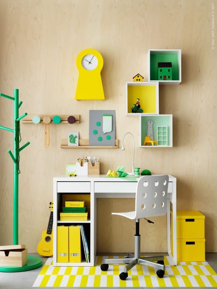 28) Spruce Up a Simple Desk with Colorful Accessories