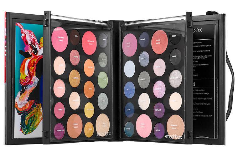 <p>With packaging inspired by artist Yago Hortal, this set of 40 best selling eye and cheek colors is perfect for packing on your holiday trips. <a href="http://www.sephora.com/art-love-color-master-class-P400150" rel="nofollow noopener" target="_blank" data-ylk="slk:Smashbox Art.Love.Color Master Class;elm:context_link;itc:0;sec:content-canvas" class="link ">Smashbox Art.Love.Color Master Class</a> ($65) <br></p>