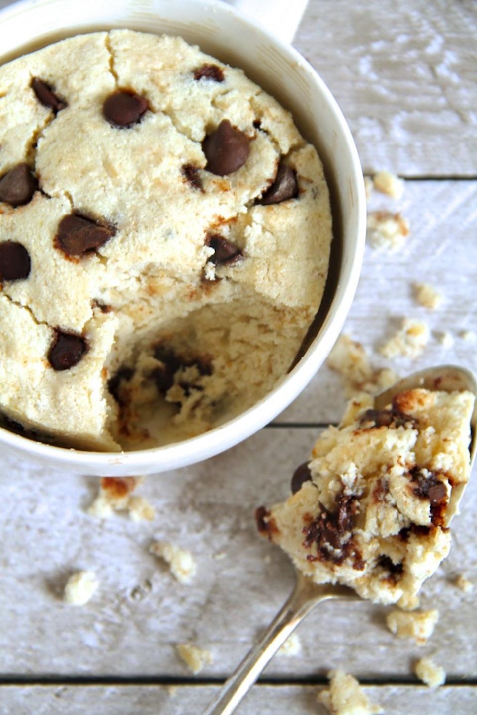 Oatmeal Cookie Dough Mug Cake from Running With Spoons