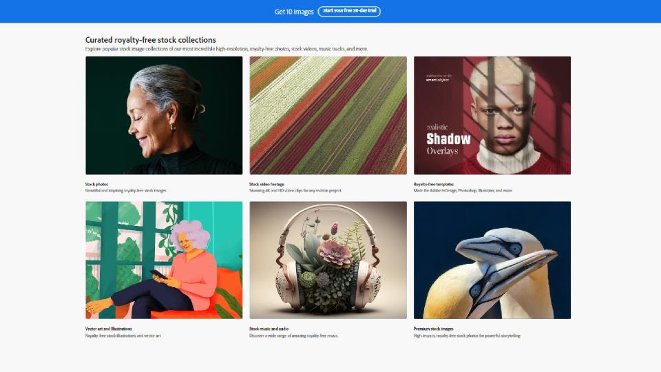 Selection of stock images on Adobe website