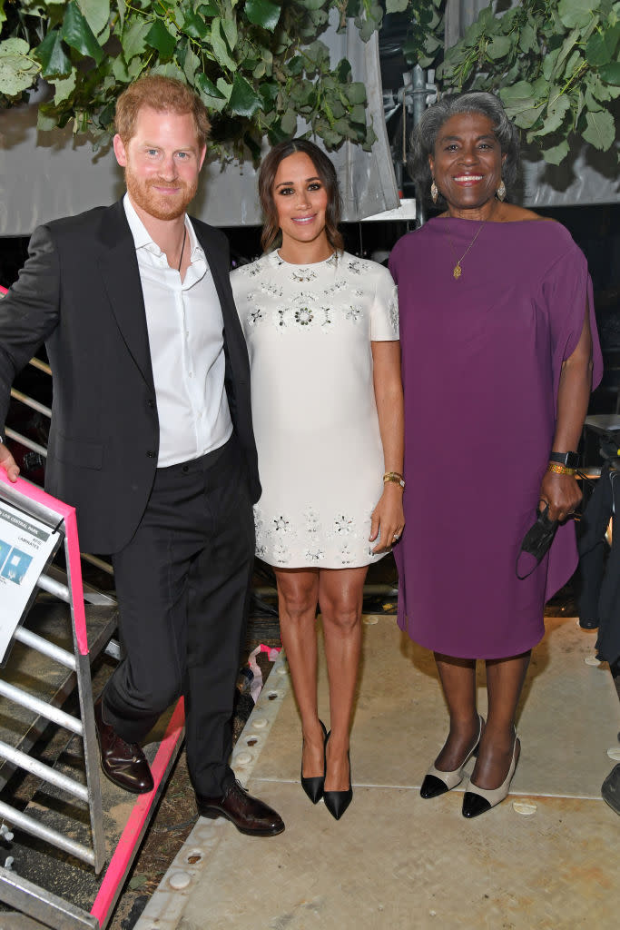 The Duke and Duchess of Sussex, Prince Harry and Meghan visit One World Observatory on 102nd floor of Freedom Tower of World Trade Center. (Getty Images)
Meghan, Duchess of Sussex, and Prince Harry, Duke of Sussex, are seen in Midtown on September 23, 2021 in New York City. (Getty Images)
Meghan Markle speaks onstage during Global Citizen Live, New York on September 25, 2021 in New York City.