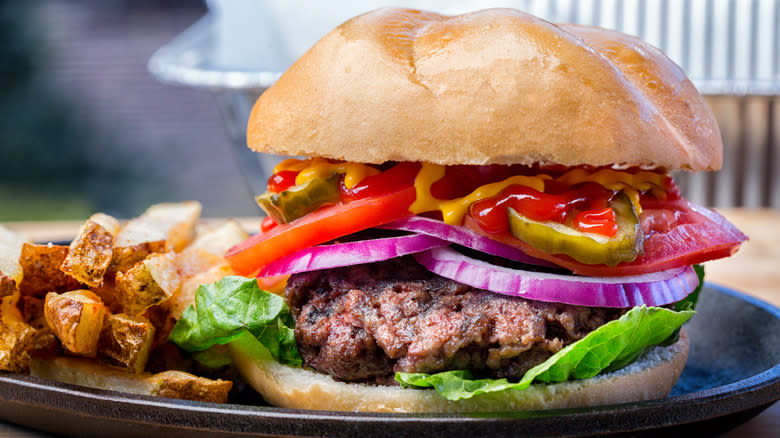 hamburger and fries