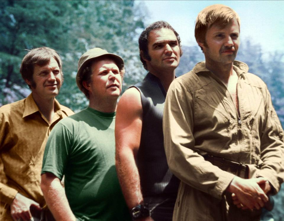 Beatty, second from left, with, from left, Ronny Cox, Burt Reynolds and Jon Voight in Deliverance -  AA Film Archive/Alamy 