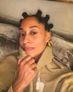 <p>Tracee Eliss Ross paired her enviable bantu knots with dewy, make-up free skin in a series of Instagram selfies. The actress' understated look proved sometimes less is more. </p><p><a href="https://www.instagram.com/p/CBUeIHcFA3f/" rel="nofollow noopener" target="_blank" data-ylk="slk:See the original post on Instagram;elm:context_link;itc:0;sec:content-canvas" class="link ">See the original post on Instagram</a></p>