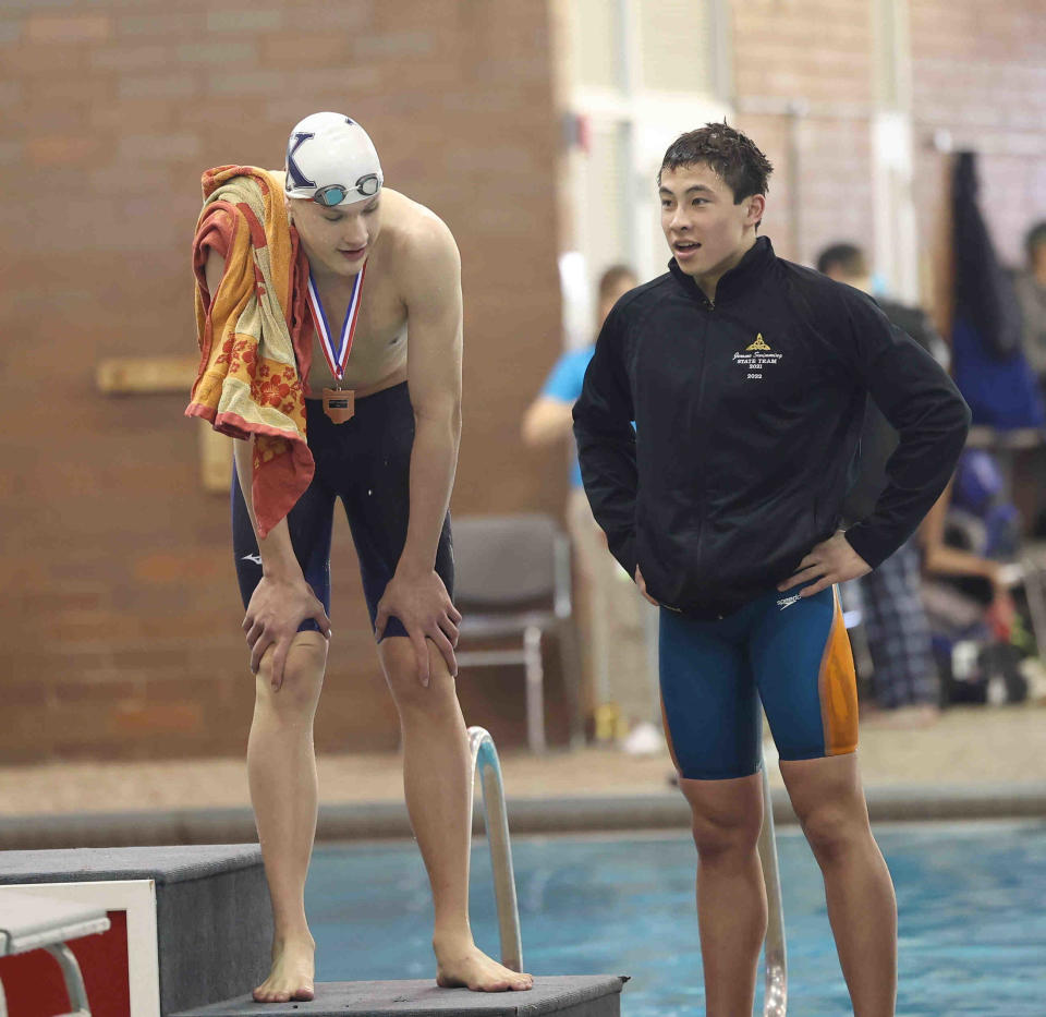 St. Xavier's Alex Ingram (left) finished sixth in the 200-yard freestyle OHSAA State Swimming and Diving Championships in 2022.