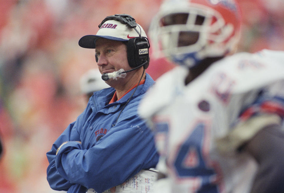 Steve Spurrier went 8-4 as Florida&#39;s head coach against Tennessee, including a 35-29 victory in 1996. (Photo by Jonathan Daniel/Allsport/Getty Images)