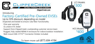 Clipper Creek certified pre-owned charging station specs