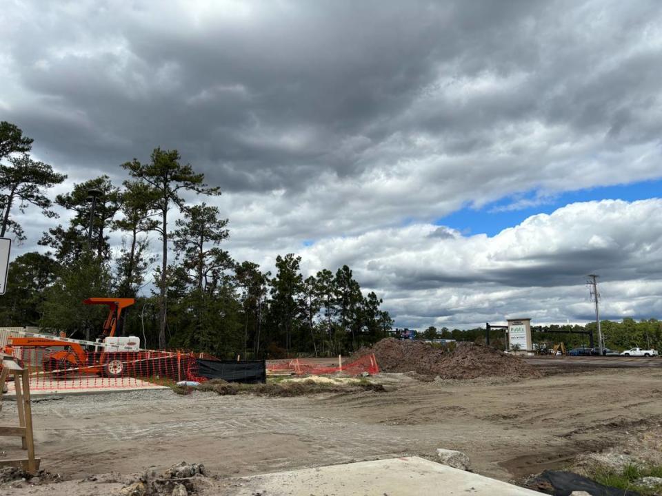 A pile of dirt where Refuel Gas Station will stand in Coventry Marketplace, near the Market Common Publix. Four car-related businesses are coming to the Myrtle Beach area. Oct. 15, 2023.