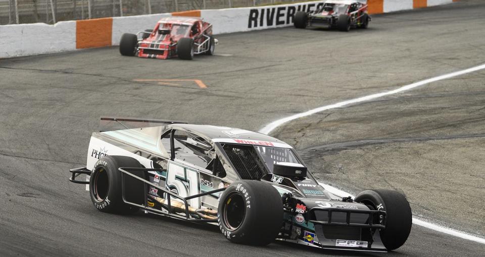 Justin Bonsignore, driver of the #51 Phoenix Communications, Inc., drives during a practice lap during the Eddie Partridge 256 for the Whelen Modified Tour at Riverhead Raceway on September 17, 2022 in Riverhead, New York. (Mike Lawrence/NASCAR)