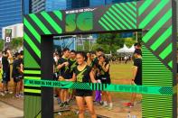 Finishers had the opportunity to take snapshots of themselves crossing the finishing line. (Photo courtesy of Nike Singapore)