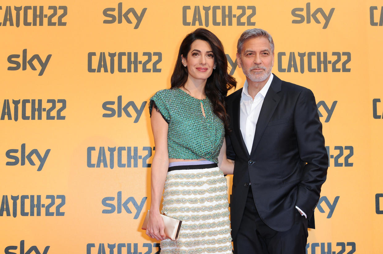 American actor George Clooney and his wife, Lebanese lawyer Amal Clooney attend the premiere of the Sky TV serie Catch-22. Rome (Italy), May 13th, 2019 (Photo by Marilla Sicilia/Archivio Marilla Sicilia/Mondadori Portfolio via Getty Images)