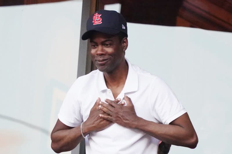 Chris Rock attends a Pittsburgh Pirates and St. Louis Cardinals baseball game in 2022. File Photo by Bill Greenblatt/UPI