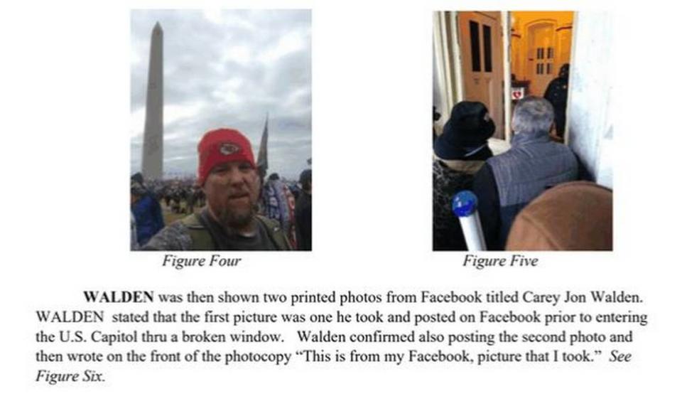 Carey J. Walden, 47,is charged with federal crimes related to the Jan. 6 Capitol insurrection. Court records showed he created social media posts and took photographs and videos documenting his participation.