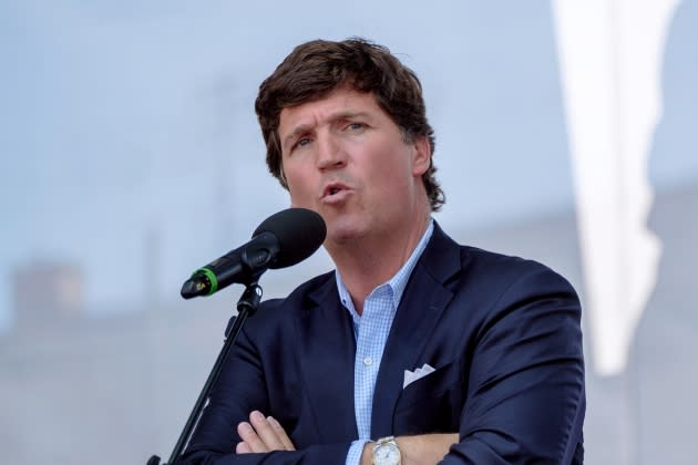 tucker-carlson-emmer-phone-call.jpg Conservative Festival In Hungary Features U.S. TV Host Tucker Carlson - Credit: Janos Kummer/Getty Images