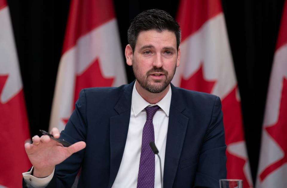 Minister of Housing, Infrastructure and Communities Sean Fraser responds to a question during a weekly news conference, Tuesday, February 27, 2024 in Ottawa.