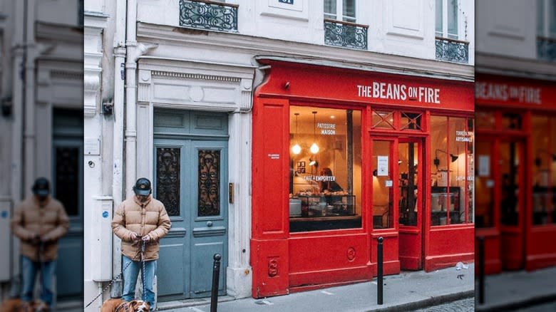 red storefront cafe paris