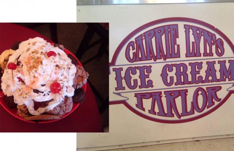 Carrie Lyn's Ice Cream Parlor, Boonville, Mo.: Boonville Bellyache Sundae Challenge