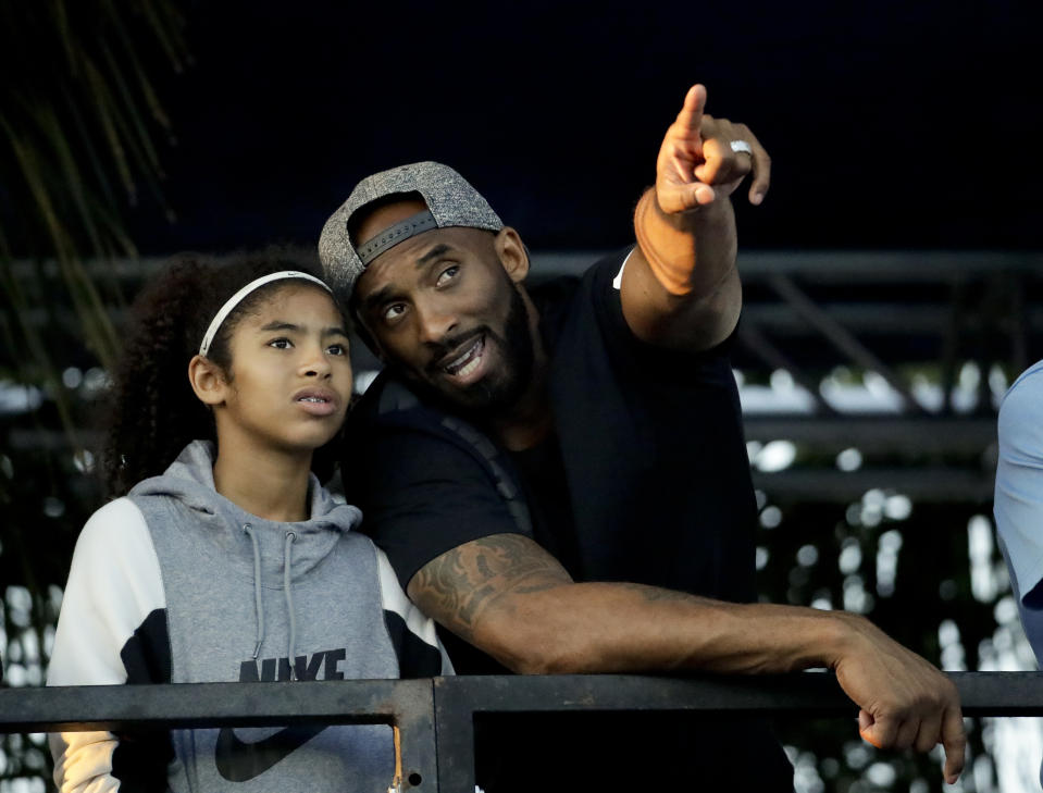 Kobe Bryant coached his daughter, Gianna. (AP Photo/Chris Carlson)