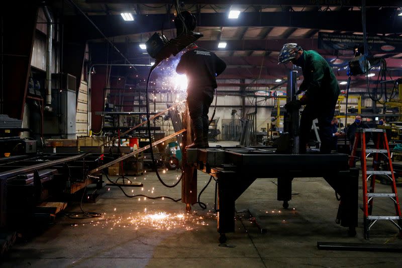 FILE PHOTO: Matt Arnold, CEO of Look Trailers, tours the company's utility trailer manufacturing facility in Middlebury