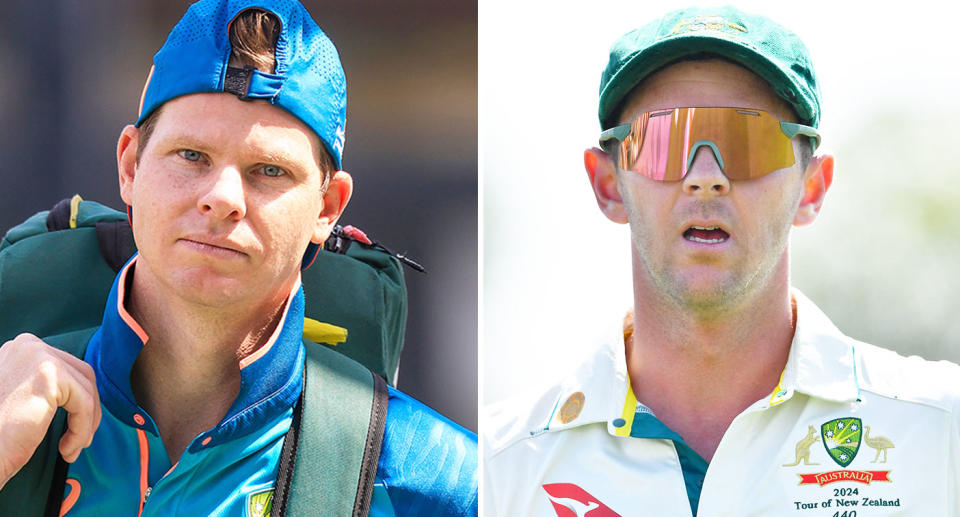 Pictured left to right, Aussie cricket stars Steve Smith and Josh Hazlewood.