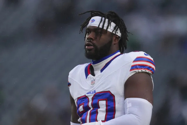 Shaq Lawson says that an Eagles fan threatened him and his family during Sunday's game. (Mitchell Leff/Getty Images)