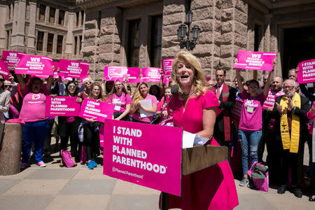 Former Texas State Senator Wendy Davis speaks during a Planned Parenthood rally outside the State Capitol in Austin, Texas, U.S., April 5, 2017. REUTERS/Ilana Panich-Linsman