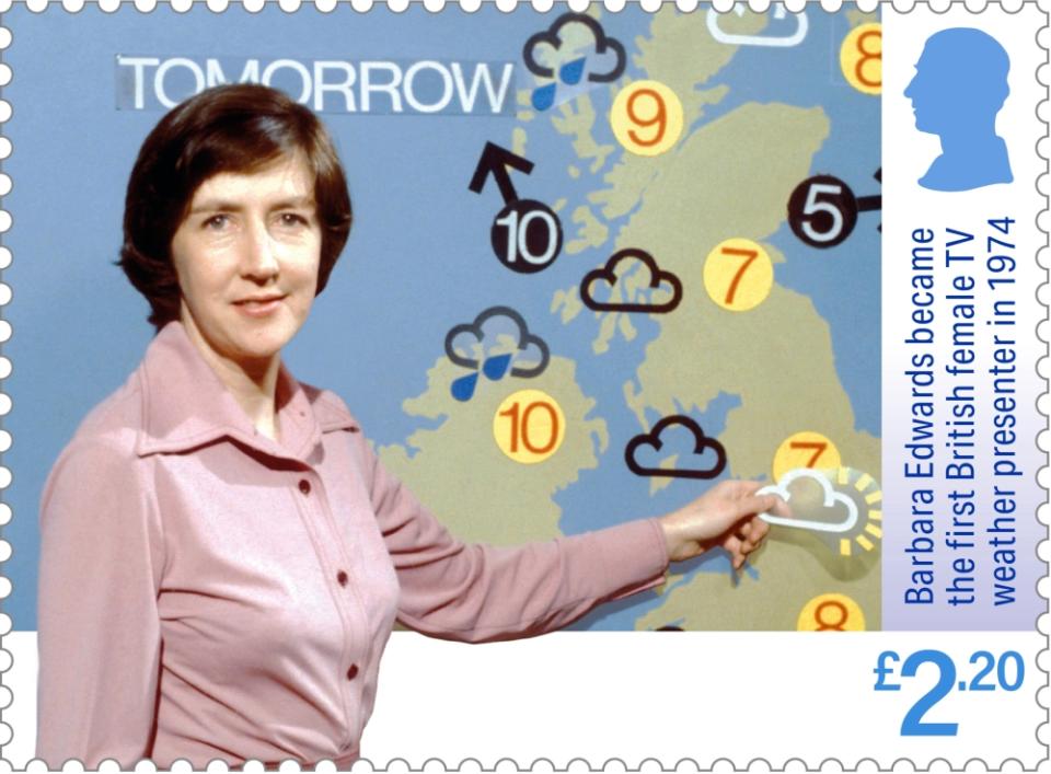 Barbara Edwards, the first British female TV weather presenter, appears on a commemorative 2nd Class stamp (Royal Mail/PA)