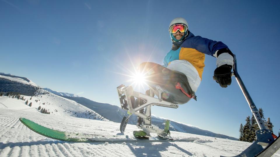 skier on adaptive skis